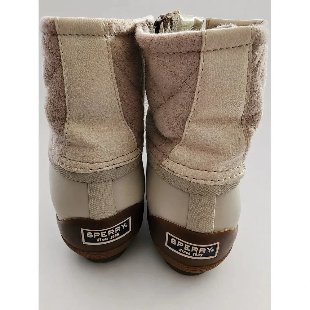 Sperry Saltwater Duck Boots Women's Size 8.5 Quilted Duck Boots Cream Tan